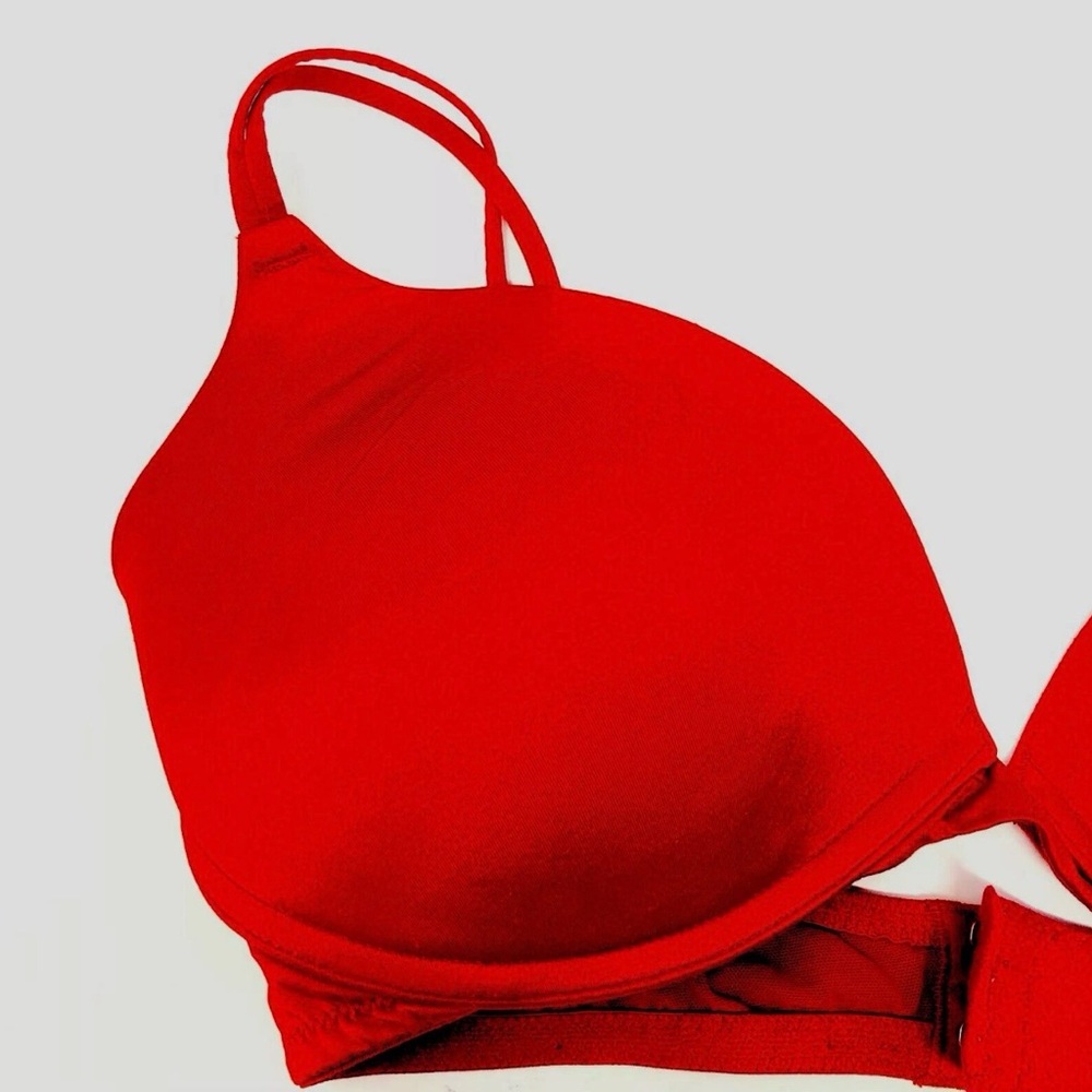 VS Victoria’s Secret size 34D Love Pink Padded Plunge Bra Red - Picture 4 of 5